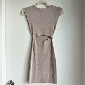 Aritzia Ribbed Midi Dress in Taupe